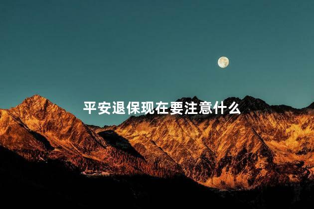 平安退保现在要注意什么